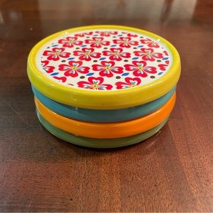 Pioneer Woman Stoneware Flea Market Floral Coasters 4 Jubilee Willow Ros…